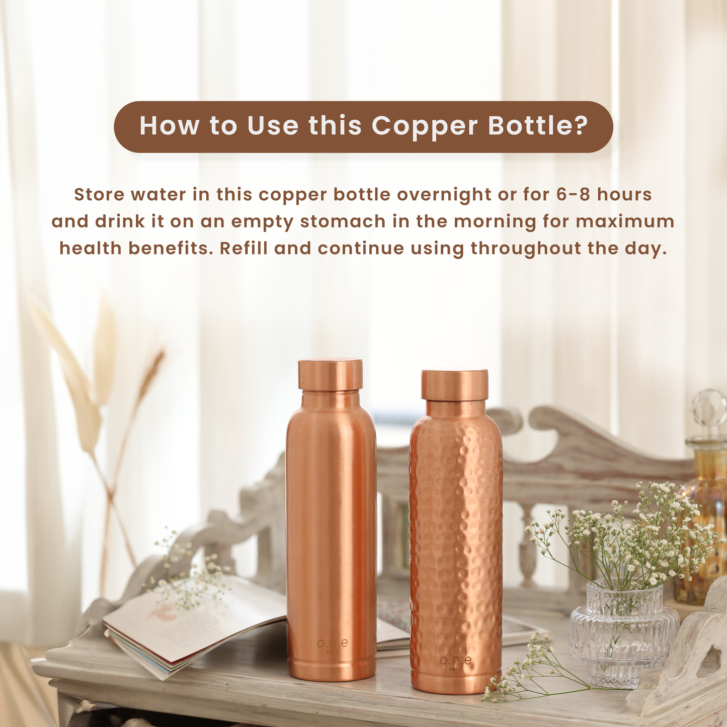 Copper Bottle | 1 Litre | Plain | Improves Digestion