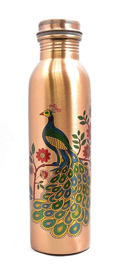 Peacock Copper Bottle | 1 Litre | Plain | Improves Digestion