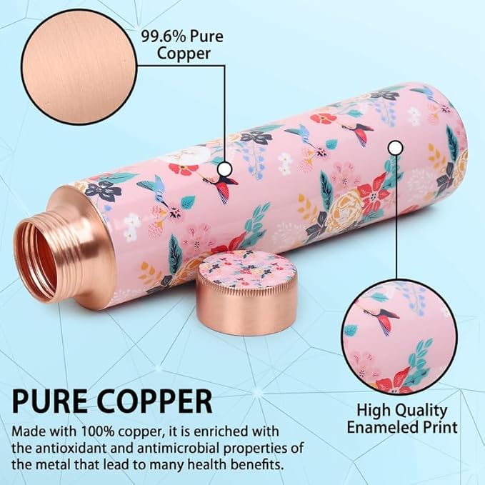 Embrace Wellness Copper Water Bottle| 1 Litre | Plain | Improves Digestion