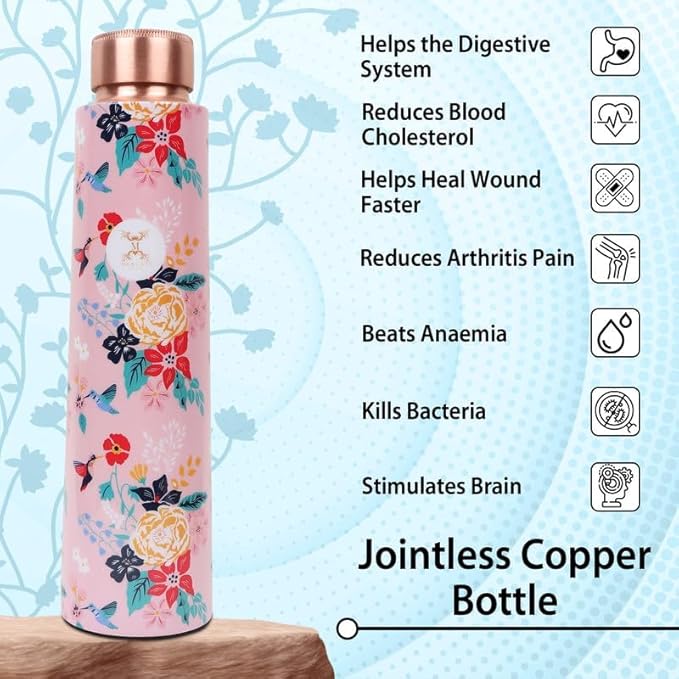 Embrace Wellness Copper Water Bottle| 1 Litre | Plain | Improves Digestion