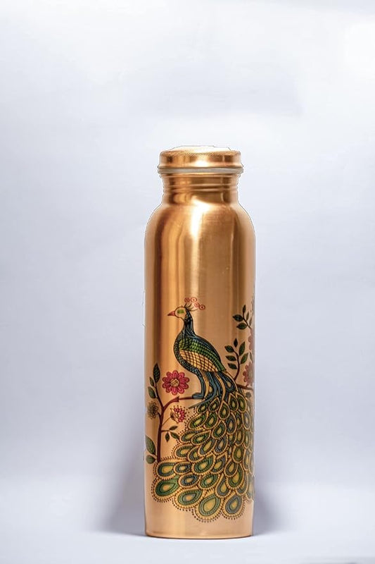 Peacock Copper Bottle | 1 Litre | Plain | Improves Digestion