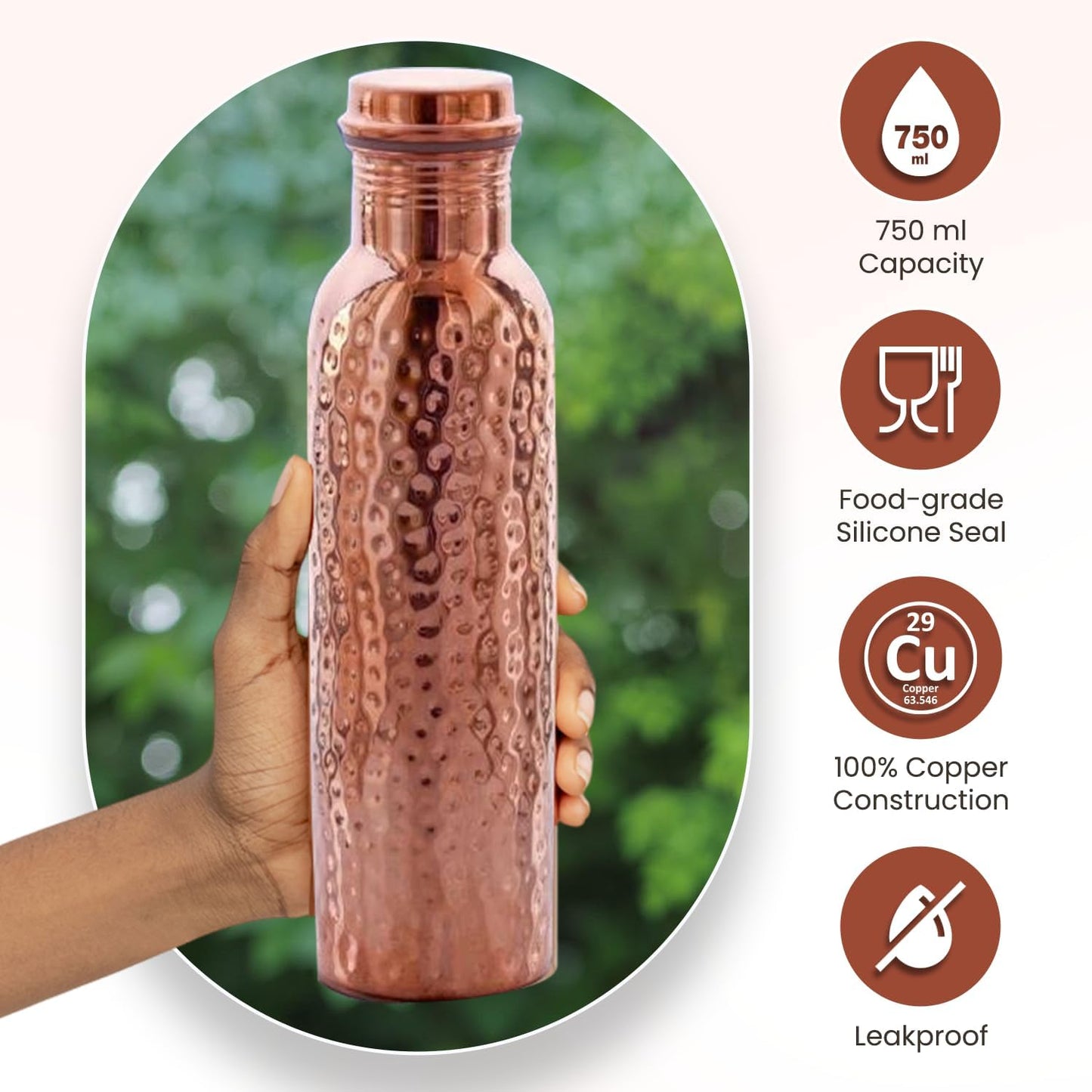 Copper Bottle | 1.2 Litre | Plain | Improves Digestion