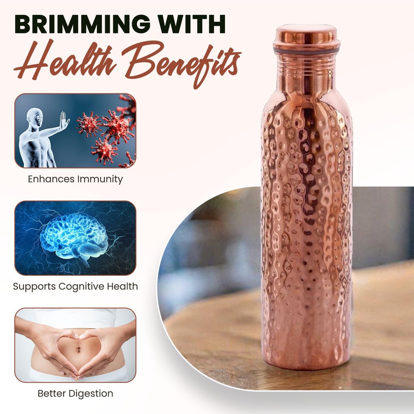 Copper Bottle | 1.2 Litre | Plain | Improves Digestion