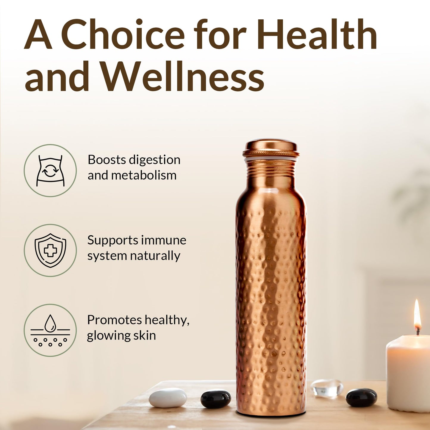 Copper Bottle | 1.2 Litre | Plain | Improves Digestion